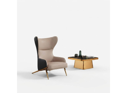 Fauteuil 74 x 90 cm Bank Bekleding Ontwerper Leer 1-Zits Zitting