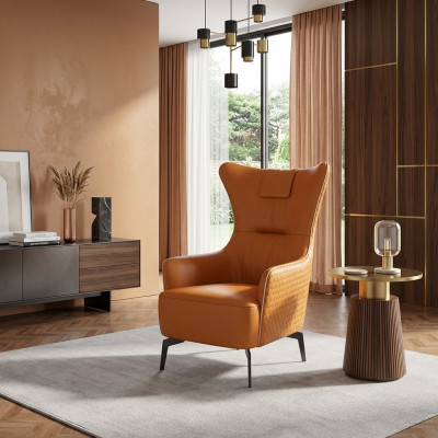 Oranje leren fauteuil 76 x 80 cm Luxe ontwerp meubilair