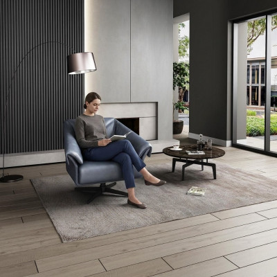 Fauteuil Ontwerp Luxe Relax Club Lounge Eenpersoons Bekleding Stof Leer