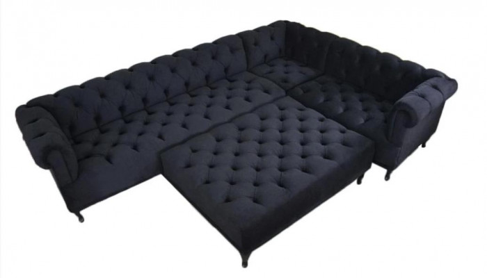 Hoekbank Chesterfield Design Bank Bekleding Hoekbank + Voetenbank Hoekbank