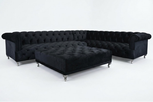 Hoekbank Chesterfield Design Bank Bekleding Hoekbank + Voetenbank Hoekbank