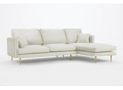Elegante witte uitstraling voor uw exclusieve designbank in luxe L-vormige stijl.