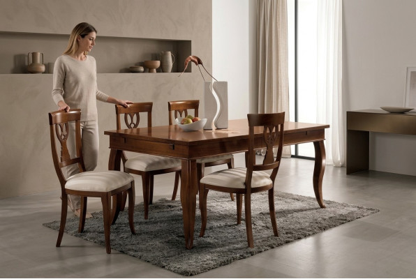 Bedrieglijk echte houtimitatie-eettafel: modern design en luxe voor uw eetkamer.