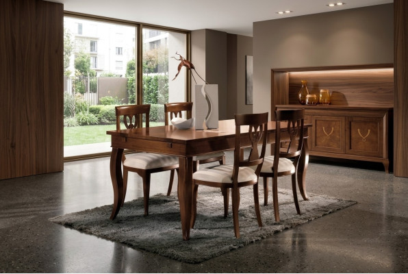 Bedrieglijk echte houtimitatie-eettafel: modern design en luxe voor uw eetkamer.