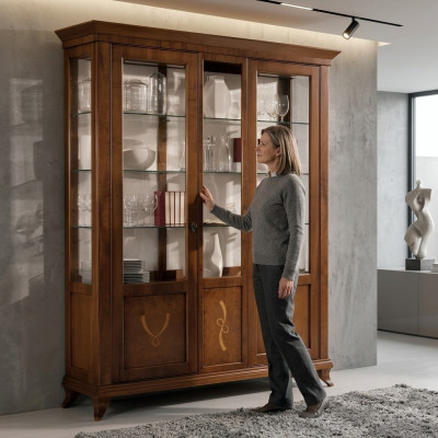 Vitrine Woonkamer meubels dressoir Massief houten vitrinekasten glazen kast echt hout.