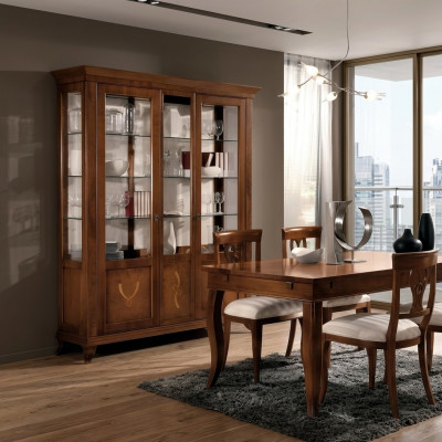 Vitrine Woonkamer meubels dressoir Massief houten vitrinekasten glazen kast echt hout.