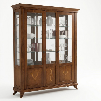 Vitrine Woonkamer meubels dressoir Massief houten vitrinekasten glazen kast echt hout.