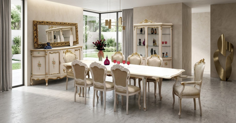 Klassieke set 2x stoelen met armleuningen 6x stoelen stoelenset eetkamer groep nieuw