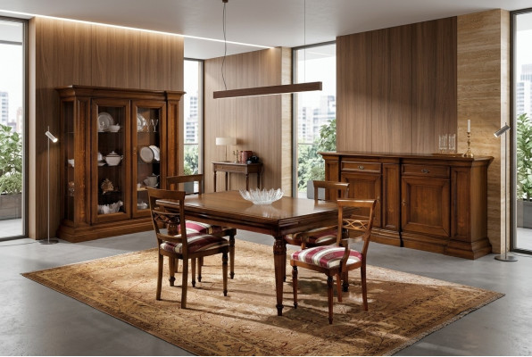 Eetkamerset Eetkamergroep Klassiek echt hout 4-delige set Stoelset 4x Stoelen