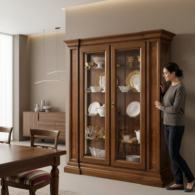 Vitrine 2-deurs kast vitrines woonkamer kasten design kast meubels glas nieuw.