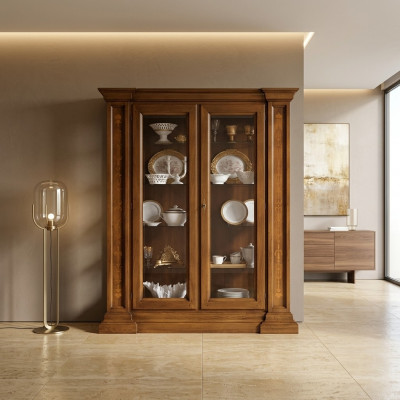 Vitrine 2-deurs kast vitrines woonkamer kasten design kast meubels glas nieuw.