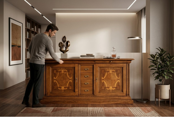 Luxe Italiaanse houten meubels dressoir ladekast barok stijl sideboard echt hout