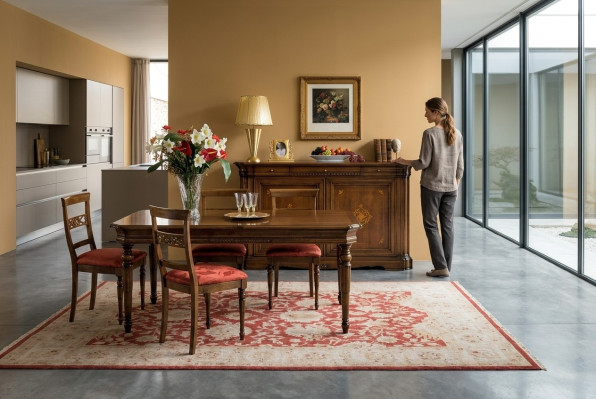 Ontwerper luxe houten vitrinekast Italiaanse meubels Echt houten dressoir
