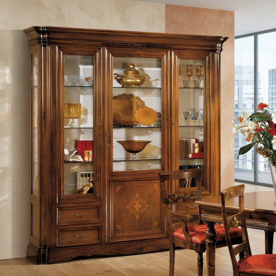 Vitrine 3-deurs kast Vitrinekasten Woonkamerkasten Ontwerp Kast Meubilair Glas Nieuw