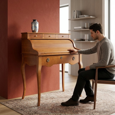 Oude bureau Engelse tafels Massief houten tafel Secretaris Italiaans