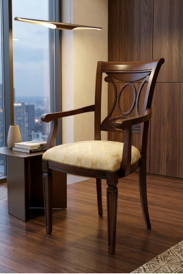 Ontwerp massief houten stoel met armleuningen fauteuil eetkamer woonkamer kantoor