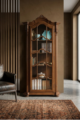 Vitrine Woonkamermeubelen Dressoir Massief houten vitrines Glazen kast Massief hout