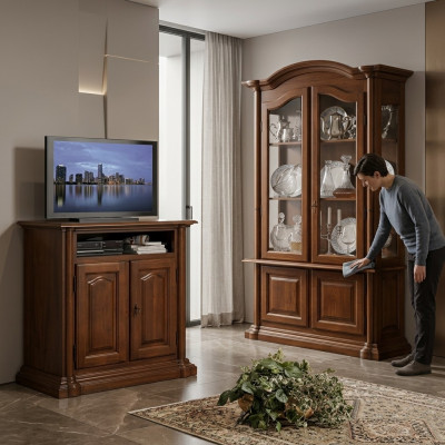 Vitrine glas woonkamer kast massief houten vitrine meubels dressoir massief hout