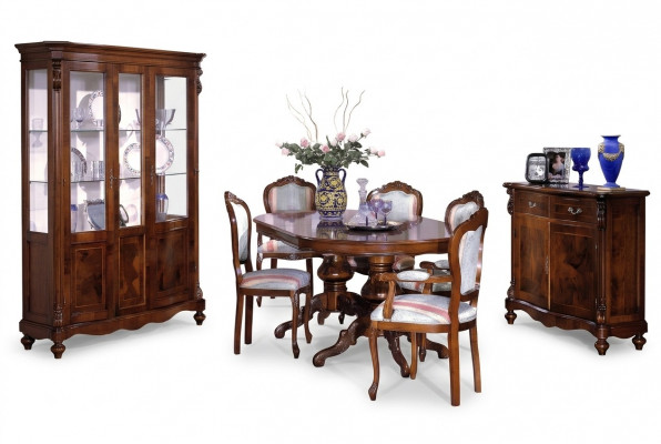 Eetkamer meubels Eettafel Tafel Groep Eethoek Eetkamerstoel Stoel Fauteuil 6-delig.