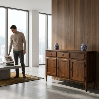 Laden dressoir dressoir dressoir massief houten kast meubel stijlen bruin