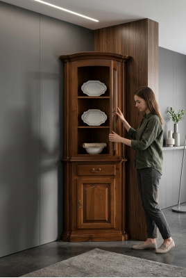 Vitrine Dressoir Retro Stijl Woonkamer Kast Commode Kasten Massief Vitrines