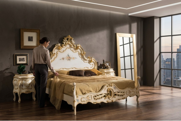 Slaapkamer compleet set wit Bed, 2x nachtkastjes Slaapkamer meubels Hout Nieuw