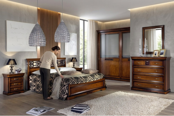 Slaapkamer Hout Bruin Bed Luxe Meubels Vaccari cav giovanni Massief Hout Nieuw