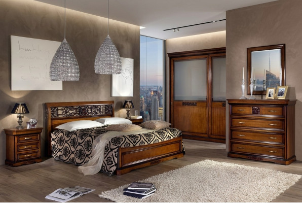 Slaapkamer Hout Bruin Bed Luxe Meubels Vaccari cav giovanni Massief Hout Nieuw