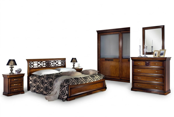 Slaapkamer Hout Bruin Bed Luxe Meubels Vaccari cav giovanni Massief Hout Nieuw