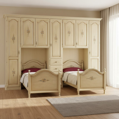 Klassieke kledingkast met bedden Hotelinrichting Bed Kast Set Meubels