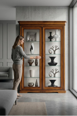 Woonkamer vitrinekast boekenplank dressoir Klassieke meubels Planken Hout  Woonkamer vitrinekast boekenplank dressoir Klassieke meubels Planken Hout