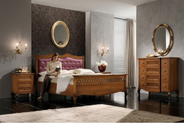 Slaapkamer Bed Nachtkastje Tweepersoonsbed Gestoffeerde Beddenset Groep Garnituur 3-delig.