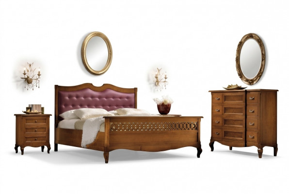 Slaapkamer Bed Nachtkastje Tweepersoonsbed Gestoffeerde Beddenset Groep Garnituur 3-delig.