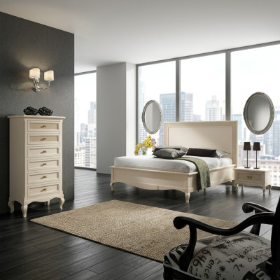 Italiaanse slaapkamermeubels Bed Nachtkastje Massief houten beddenset 4-delig.