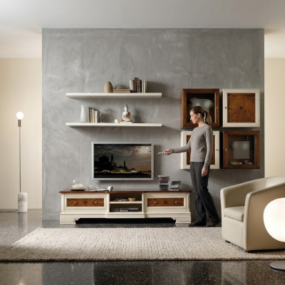 Woonwand woonkamer set vitrinekast planken set woonwanden plank tv-wand