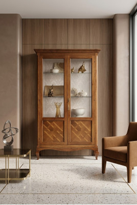 Woonkamer dressoir glazen kast vitrine eetkamer dressoir houten kasten meubels.