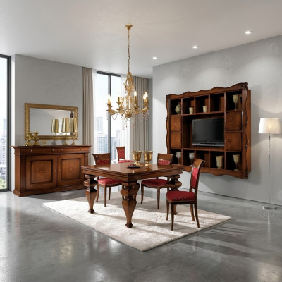 Ontwerp eetkamer set meubels commode 4x stoel tafel compleet 7-delig.