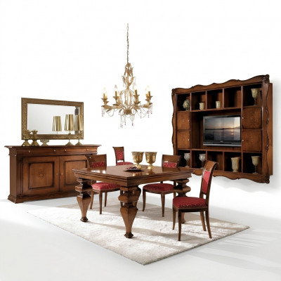 Ontwerp eetkamer set meubels commode 4x stoel tafel compleet 7-delig.