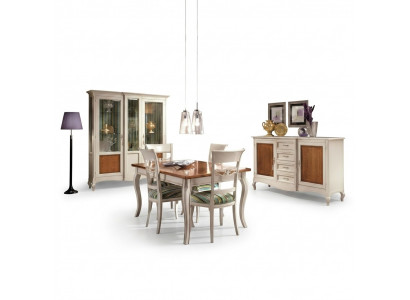 Eetkamer set meubels commode stoelen 4x vitrine groep eetkamer set vitrines 7-delig.