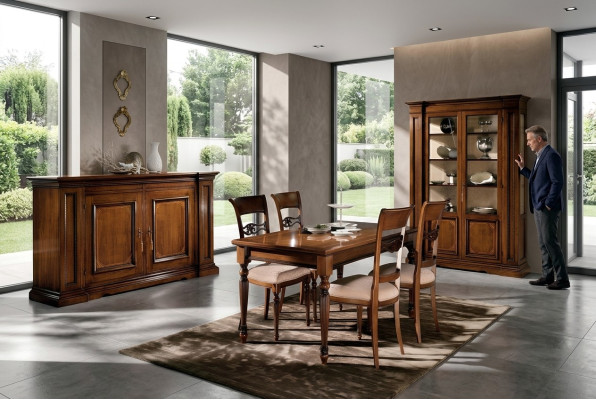 Eetkamer set stoelen 4x vitrine groep eetkamer set vitrines 7-delig dressoir