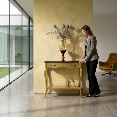 Kast tafel hout tafel gang muur tafel meubels geel hout meubels nieuw