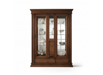 Houten vitrinekast glazen kast massief houten dressoir vitrine woonkamermeubels massief