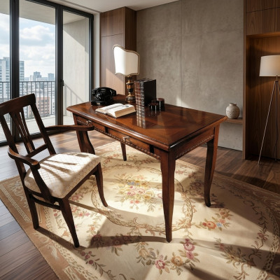 Bureau tafel Italiaans interieur meubels massief hout kantoor secretaresse nieuw