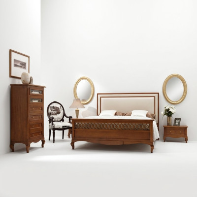 Luxe slaapkamer set 4-delig Bed 2 nachtkastjes Ladekast Massief houten meubels Italië