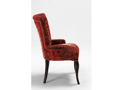 Woonkamer leunstoelen luxe fauteuil stoel hout bruin Italiaanse meubels bekleding