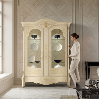 Luxe vitrinekast Klassieke vitrines Woonsalonzetten dressoir Hout Nieuw