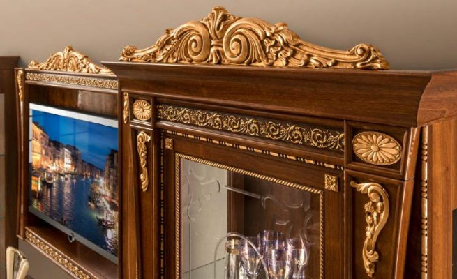 tv-standaard kast Luxe woonwanden Woonkamer lijn Nieuwe set Vitrine Houten meubels