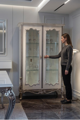 Vitrine glazen kast vitrine woonkamer hout dressoir luxe meubels nieuw