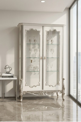 Vitrine glazen kast vitrine woonkamer hout dressoir luxe meubels nieuw