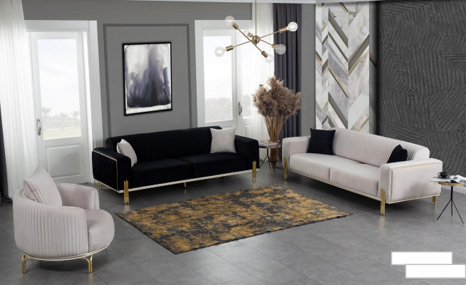Luxe bankstel 3-zitsbank bankstellen banken Gestoffeerde bank stof Modern wit Driezitter
